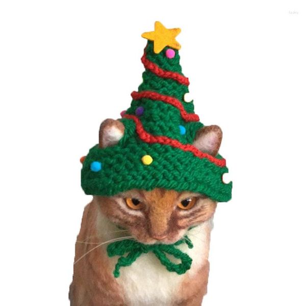 Ropa para perros Sombrero de Navidad tejido a mano para gorra de gato Invierno Cálido Peluche de punto Ropa linda