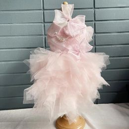 Vêtements pour chiens vêtements faits à la main aliment pour animaux de compagnie robes rose diamant tulle en dente