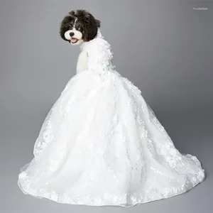 Vêtements pour chiens faits à la main, vêtements de luxe pour animaux de compagnie, robe de mariée pure, robe de princesse, accessoires 3D, garnitures brodées