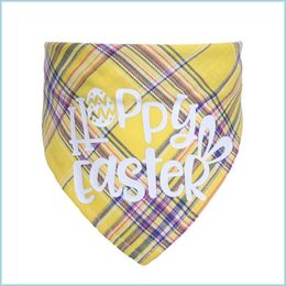 Hondenkleding Happy Easter Pets Triangle Bibs Single Layer Cotton Plaid Dog Cat Bandana 42x42x60cm Scarf 181 N2 Drop Delivery Home Gar DHZQK