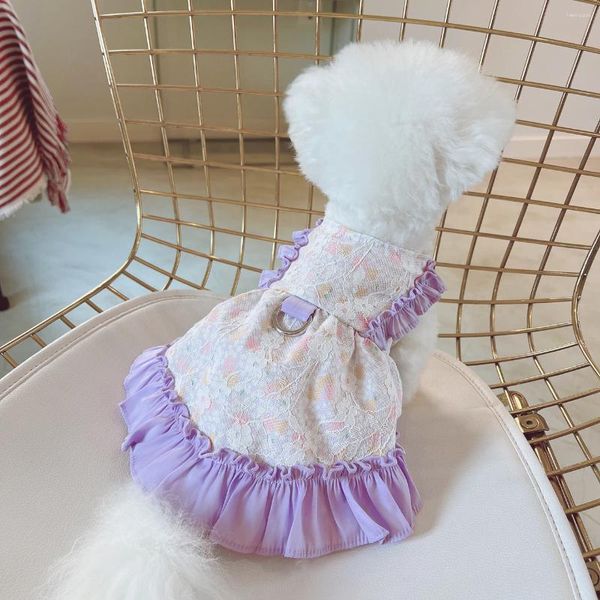 Ropa para perros vestido de arnés mascota de lujo lolita ropa de sirvienta moda algodón maltés disfraz cachorro chihuahua trajes florales caniche