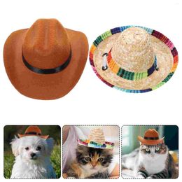 Chapeau de vêtements pour chiens, Costume de chat occidental Cool, réglable, couvre-chef de fête amusant, accessoires de noël, chapeaux pour chiens poule