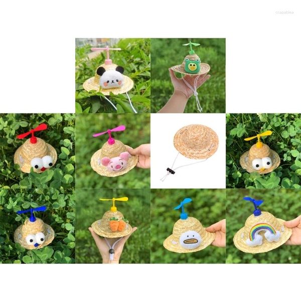 Chapeau de vêtements pour chiens, petit chapeau de paille pour animaux de compagnie, joli costume de libellule en bambou pour chats, chiot, été, couvre-chef pour chiens