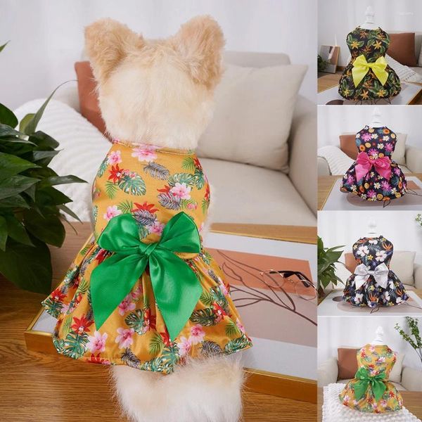 Vêtements de chien Style hawaïen Robes de princesse pour chiens femelles Chats Pet Puppy Party Robe de mariée Jeans Jupe Vêtements d'été Petit