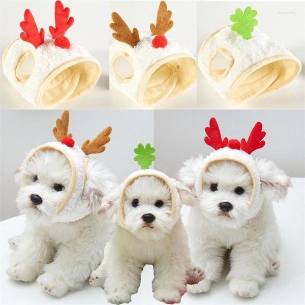 Costume de robe de robe de chien Dog Costume POPS Pet Pet Cap Soft Horn Rendeer Christmas Theme Cosplay Drop