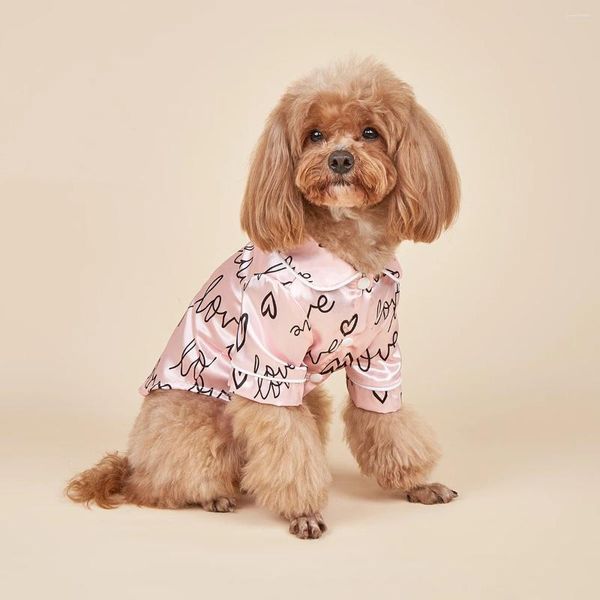 Camisas de patrón de corazón de ropa de perro Camisa suave y cómoda Pajamas Pets Ropa para perros pequeños Gatos