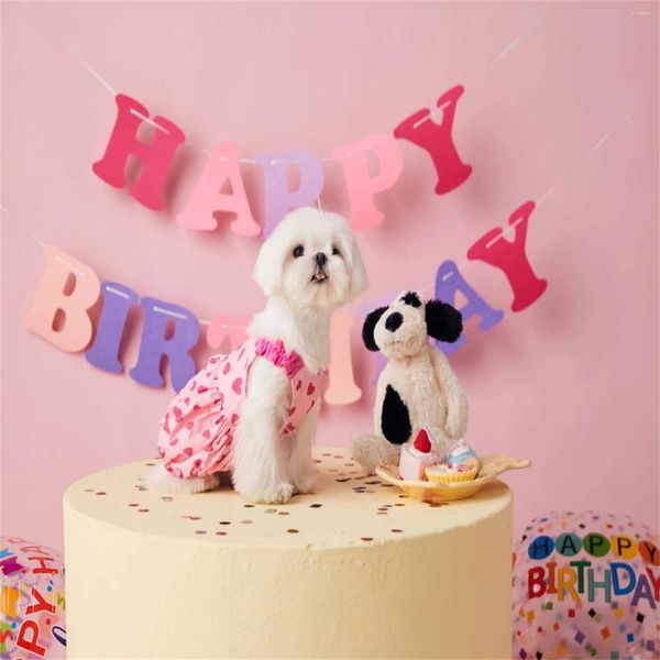 Vêtements pour chiens, imprimé cœur, robe de chat, décor de nœud, robes mignonnes, jupe pour chiot, Chihuahua Teddy poméranien, vêtements de vacances d'anniversaire