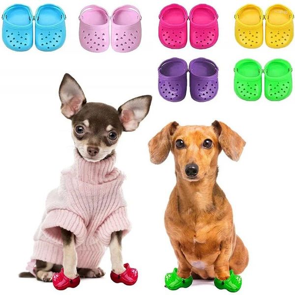 Ropa para perros Zapatos con agujeros para mascotas en forma de corazón Zapatillas transpirables resistentes al desgaste de silicona Sandalias Accesorios