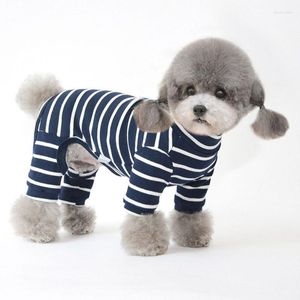 Hond Kleding Hoge Kraag Kleding Strips Jumpsuit Lange Mouw 4-Benen Shirt Sweatshirt Pyjama Voor Kleine Honden Teddy Nachtkleding overalls