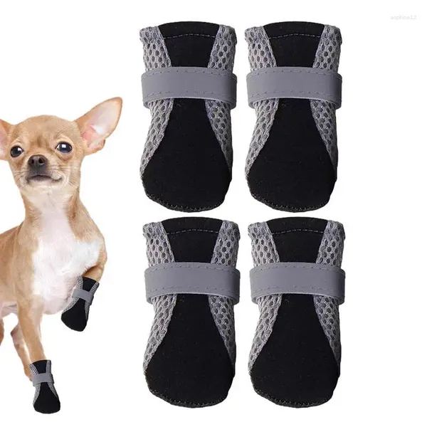 Bottes de randonnée de vêtements pour chiens Protecteur en mailles d'été pour 4pcs chaussures respirantes réglables sans glissement extérieur marche