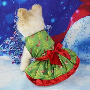 Vêtements pour chiens tenue de vacances pour animaux de compagnie adorables robes de noël vêtements décorés avec nœud papillon faciles à porter pour chiens charmante robe de noël