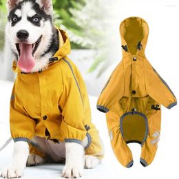Vêtements pour chiens imperméable à capuche avec bande réfléchissante manteau de pluie à la mode Costume à quatre pattes extérieur imperméable décontracté J3o0