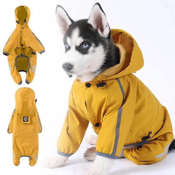 Vêtements pour chiens imperméable à capuche avec bande réfléchissante Costume de pluie à la mode en plein air manteau décontracté à quatre pattes eau U4u9