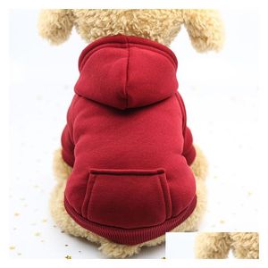 Vêtements pour chiens Pulls à capuche avec chapeau Temps froid Coton Poche Chiot Chat Hiver Manteau Chaud Pull Pour Petits Chiens Chats Drop Livraison H Dhmhs