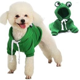 Abbigliamento per cani Felpa con cappuccio Felpa Maglioni per cuccioli Cappotti Simpatico costume da rana verde Giacca calda invernale Abbigliamento per animali domestici per la stagione fredda