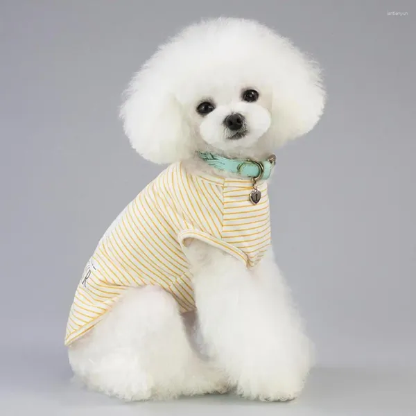 Vêtements pour chiens Sweats à capuche Coton Stripe Motif Vêtements de chat Dessin animé Ours polaire Imprimé Chiot Gilet Col rond Pull à deux pattes Pull pour animaux de compagnie