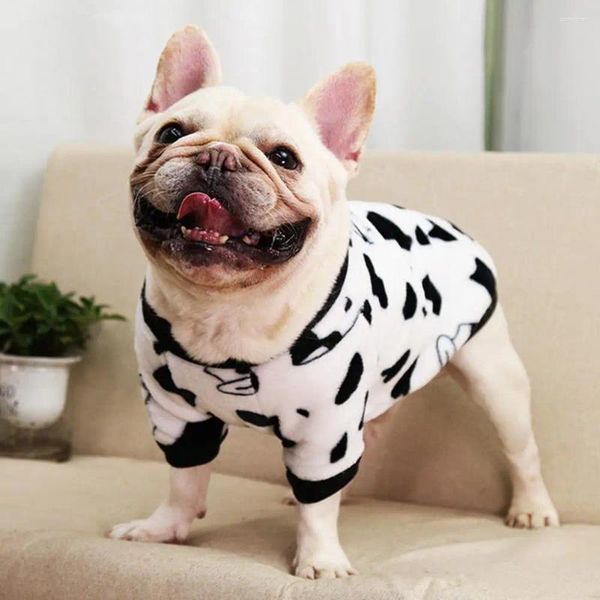 Ropa para perros Sudaderas con capucha Franela Gato de dos patas Suéter para cachorros Negro Blanco Vaca Marrón Leopardo Estampado Jersey Mantener caliente Ropa suave para mascotas