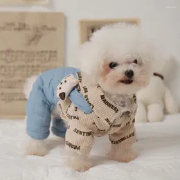 Hondenkleding Hoodies Letter Viervoetige kleding Puppy Jumpy Jumpsuit Zachte warme trui Winterkap voor kleine honden Teddy Bichon