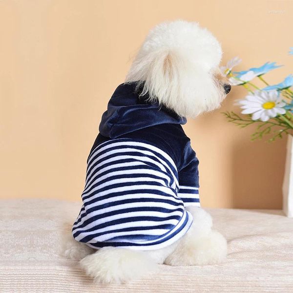 Vêtements pour chiens Sweats à capuche Vêtements pour animaux de compagnie Automne Sweat-shirt Pur coton Confort Stripe Couture T-shirt Teddy Chihuahua Chiot Costume