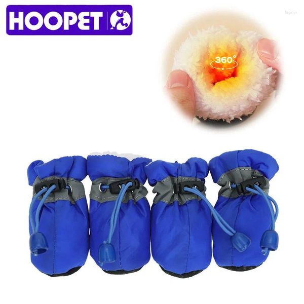 Vêtements de chien HOOPET 4pcs hiver chaussures chaudes antidérapant chiot chaussettes imperméables pour petits chiens chats avec des bottes de neige en polaire épaisse