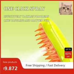 Vêtements de chien HSQX peigne de toilettage de chat avec pulvérisation électrique eau brosse d'épilation en silicone doux chaton fournitures de bain pour animaux de compagnie