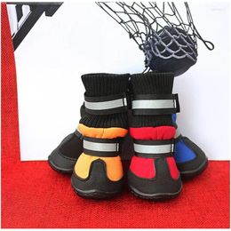 Vêtements de chien Husky Bottes Chauds Protecteurs d'hiver Chiens imperméables 4pcs / Set Large pour chaussures antidérapantes Chaussures noires