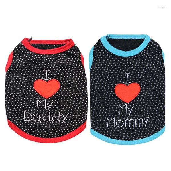 Vêtements pour chiens J'aime ma mère Summer Pets Tshirt Vêtements pour chiots Vêtements pour animaux de compagnie Gilet en coton T-shirt Costumes pour petits chiens