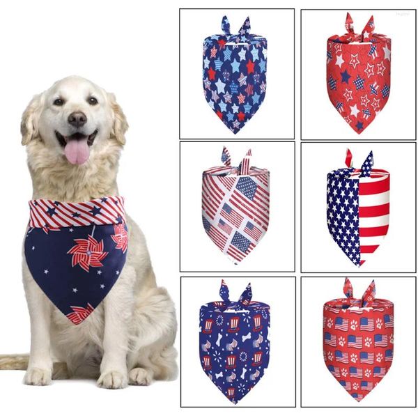 Vêtements pour chiens Jour de l'indépendance Triangle Triangle Écharpe Drapeau américain Modèle Bandage pour grands chiens Mode Été Collier doux Goutte