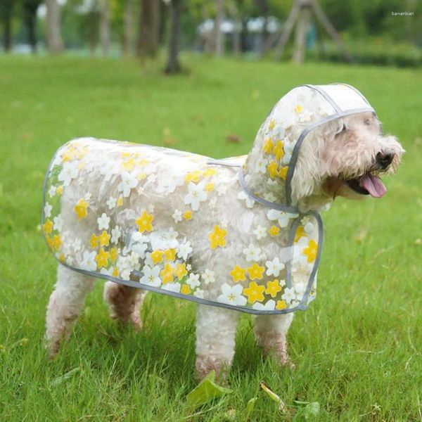Appareils pour chiens innovants Pet Cape Modèle de fleurs détaillé transparent avec un trou de remorquage de la veste de pluie pour les chiots