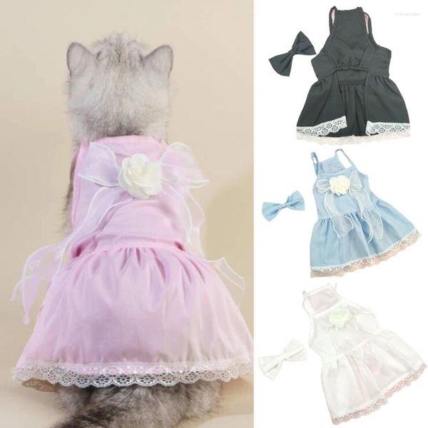 Vêtements pour chiens inspirs vêtements pour animaux de compagnie robe de mariée de fleur jupe princesse vêtements cadeau à nœud papillon concepteur doux