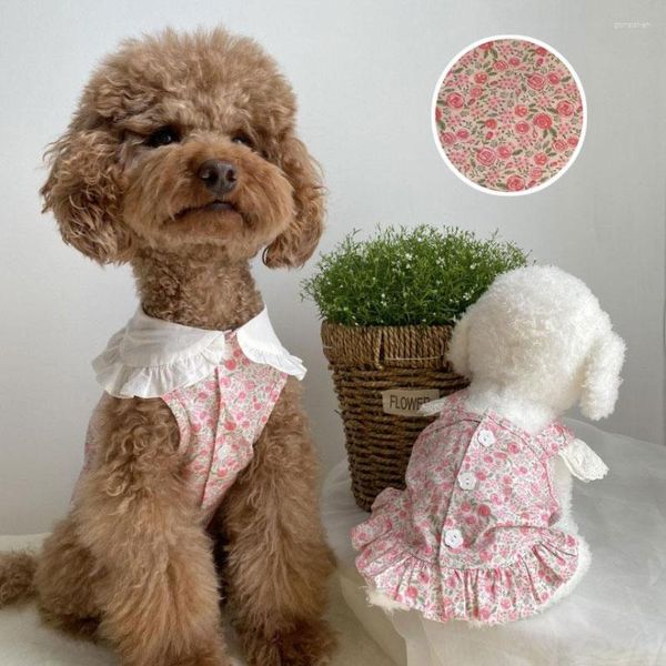 Ropa para perros INS ropa linda para perros pequeños rosa rosa vestidos de encaje teedy chihuahua yorkie primavera dulce mascotas gota