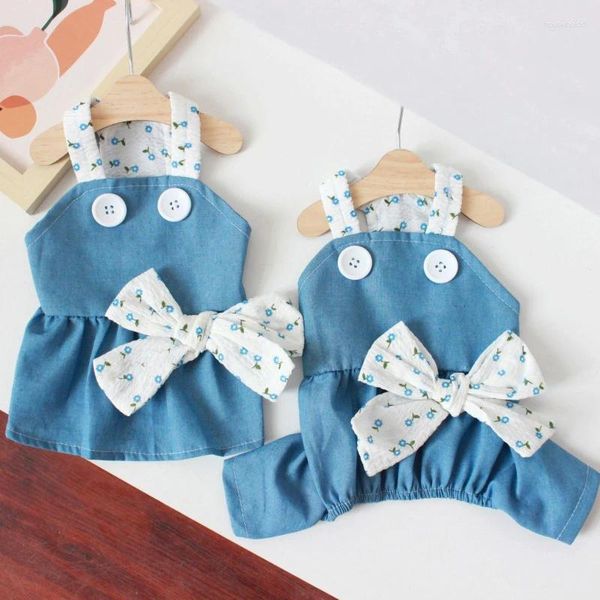 Vêtements pour chiens robes pour les petits chiens moyens 2024 Summer coréen salopes de compagnie de jeune fille Big Super Bow Puppy One Piece Kawaii Vêtements