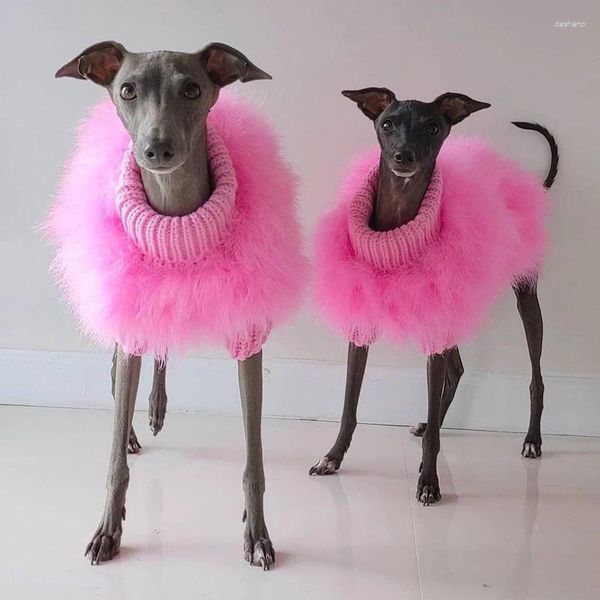 Vêtements de chien INS Dames européennes Pull à col roulé Greyhounds Automne Hiver Chaud Rose Princesse Pet Core Fil