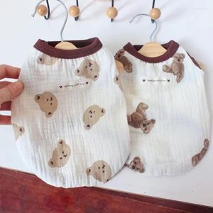 Vêtements pour chiens Ins Summer Bear Gilet Vêtements pour animaux de compagnie Mode Coton Vêtements Chiens Super Petit Mignon Chihuahua Imprimer Chats Robe Chemise