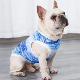 Vêtements pour chiens Gilet de refroidissement instantané Summer Pet Marble Print Col rond Garniture élastique Vêtements pour petits chiens Chemise Costume de chiot
