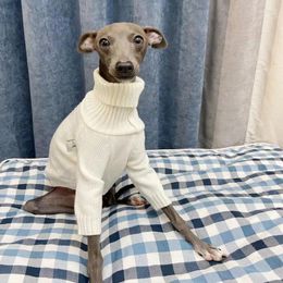 Vêtements pour chiens Pull de lévrier italien Whippet Col roulé Blanc Tricoté Vêtements chauds pour animaux de compagnie
