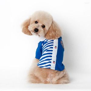 Dog Apparel Jacket Navy Wind Stripe Printing Two Legs Kleding Puppy Coat Teddy Groot- en kleinhandel