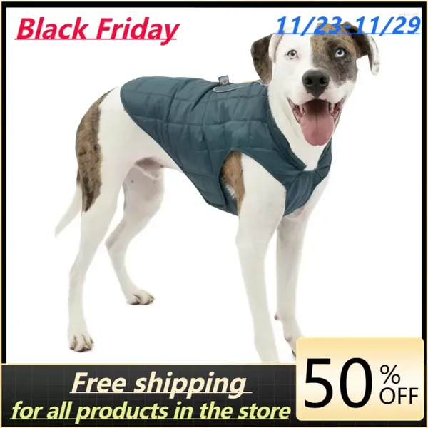 Chaqueta de vestimenta de ropa de perro abrigo de invierno reversible para los perros Wear with Harness resistente al agua Pequeñas mascotas grandes (azul de tinta l)