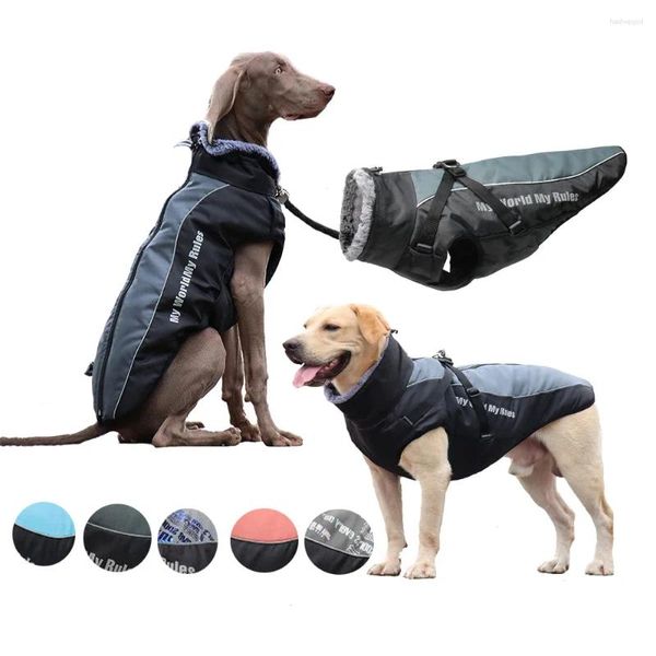 Vêtements de chien Veste d'hiver Manteau Chiens Vêtements Chaud Collier en peluche imperméable à l'eau Coupe-vent Randonnée Camping avec fermeture à glissière réfléchissante