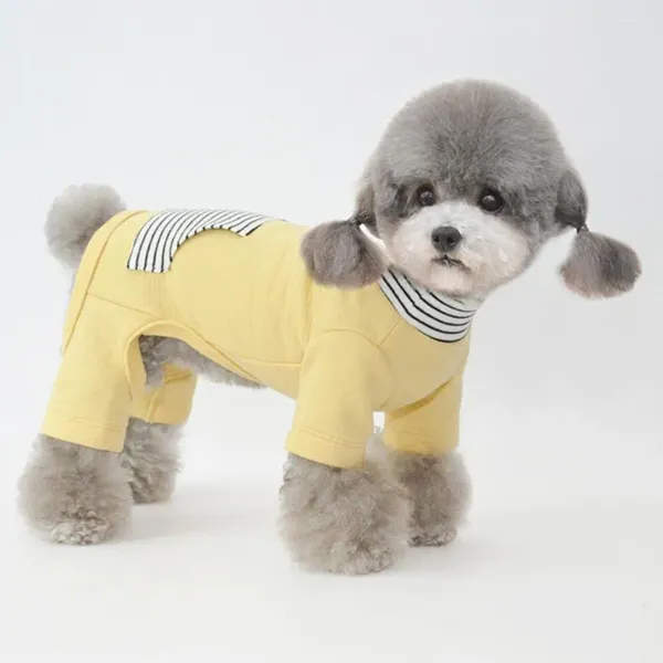 Vêtements pour chiens Combinaisons de poche rayée Coton Adorable Chaton Chiot Combinaison Quatre Jambes Pet Texture Douce Body Vêtements Pour Automne Hiver