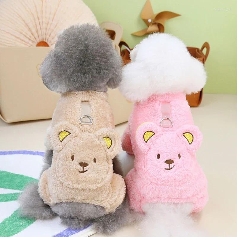 Dog Apparel Kawaii Bear Pajamas Winter Warm Fleece Clothes For Small Dogs Chihuahua Costume Yorkie Onesie Puppy Jumpsuit Pets Coat