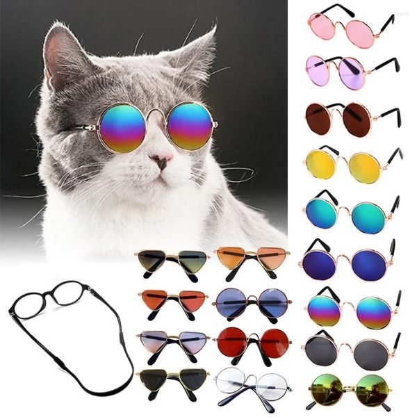 Vêtements pour chiens Chaton Lunettes de soleil Chat Produits pour animaux de compagnie Belles lunettes réfléchissantes rondes rétro Chiot Pos Accessoires Accessoires