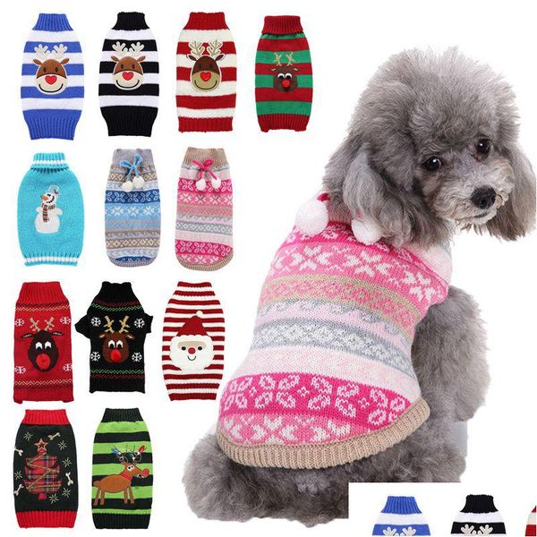 Ropa para perros Suéter de punto de Navidad Chaleco para gatos Perros Cachorros Cálido Invierno Primavera Abrigo para mascotas Xxs-Xxl Entrega directa Suministro de jardín para el hogar Dhlum