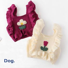 Hond Kleding Gebreide Trui Jurk Honden Kleding Huisdier Zoete Hondenkleding Kleine Kostuum Franse Bulldog Lente Zomer Wit Meisje Halsband Perro 230614