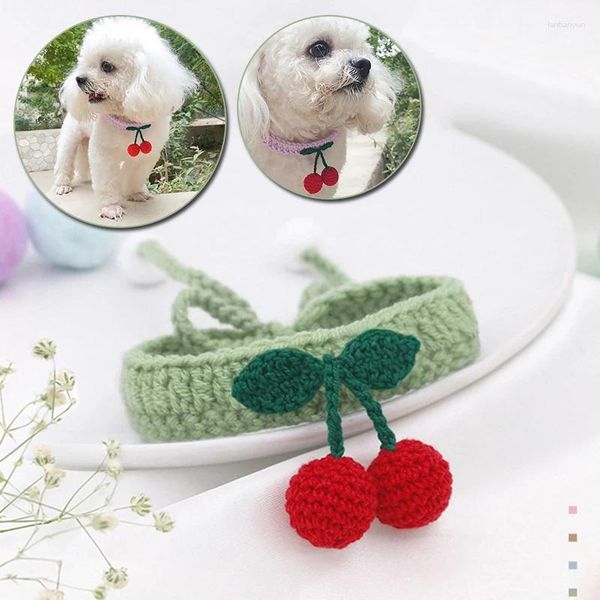 Ropa para perros de lana tejida de cabello tejido de cerezo lindo títeres de peluche gato perros hechos a mano accesorios suministros para mascotas