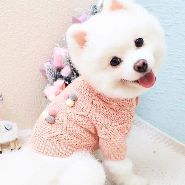 Vêtements pour chiens Vêtements à tricoter Bouton ouvert Pull Cherry Dogs Vêtements Mode Kawaii Chaud Automne Hiver Teddy Sweet Trendy Ropa Perro