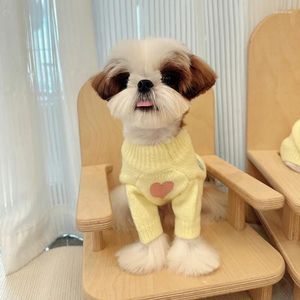 Vêtements pour chien tricot brodere pulls coton sweet cotton coton animaux de compagnie chiens doux chaud automne hiver jaune chihuahua chat ropa perro