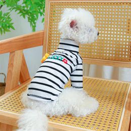 Hondenkleding breien bloem huisdier kleding gestreepte hoge kraag kat sweatshirt herfst winter bodem jas chihuahua t shirts voor kleine honden