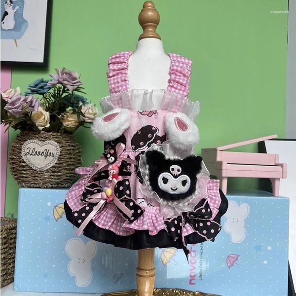 Vêtements de chien coréen mignon dessin animé pour animaux de compagnie Cats vêtements à la main coton rose rose robes princesse pour petit chiot chihuahua moyen caniche