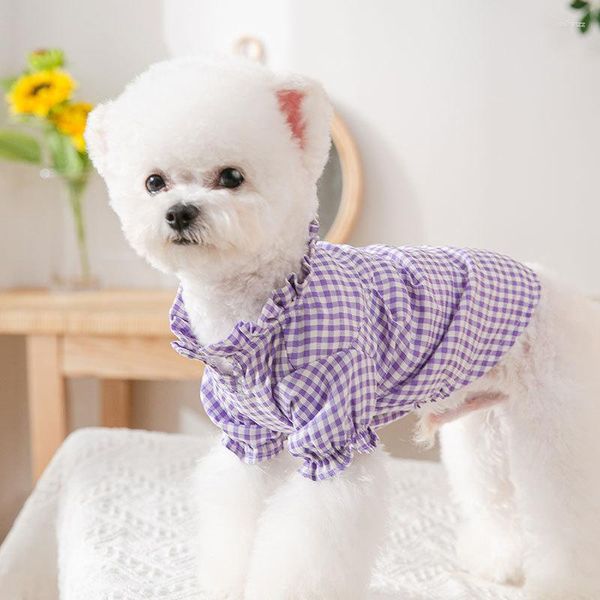 Vêtements pour chiens coréen violet deux pièces chemise Kitty automne mignon princesse tasse à thé hiver vêtements chauds